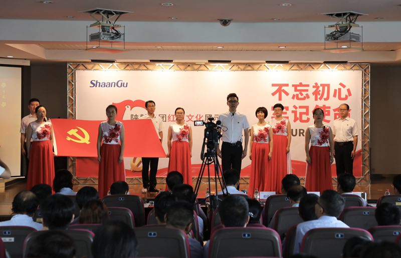 陜鼓戰(zhàn)略黨支部、投資證券黨支部聯(lián)合參賽隊(duì)表演主題朗誦《七月的天空》.jpg